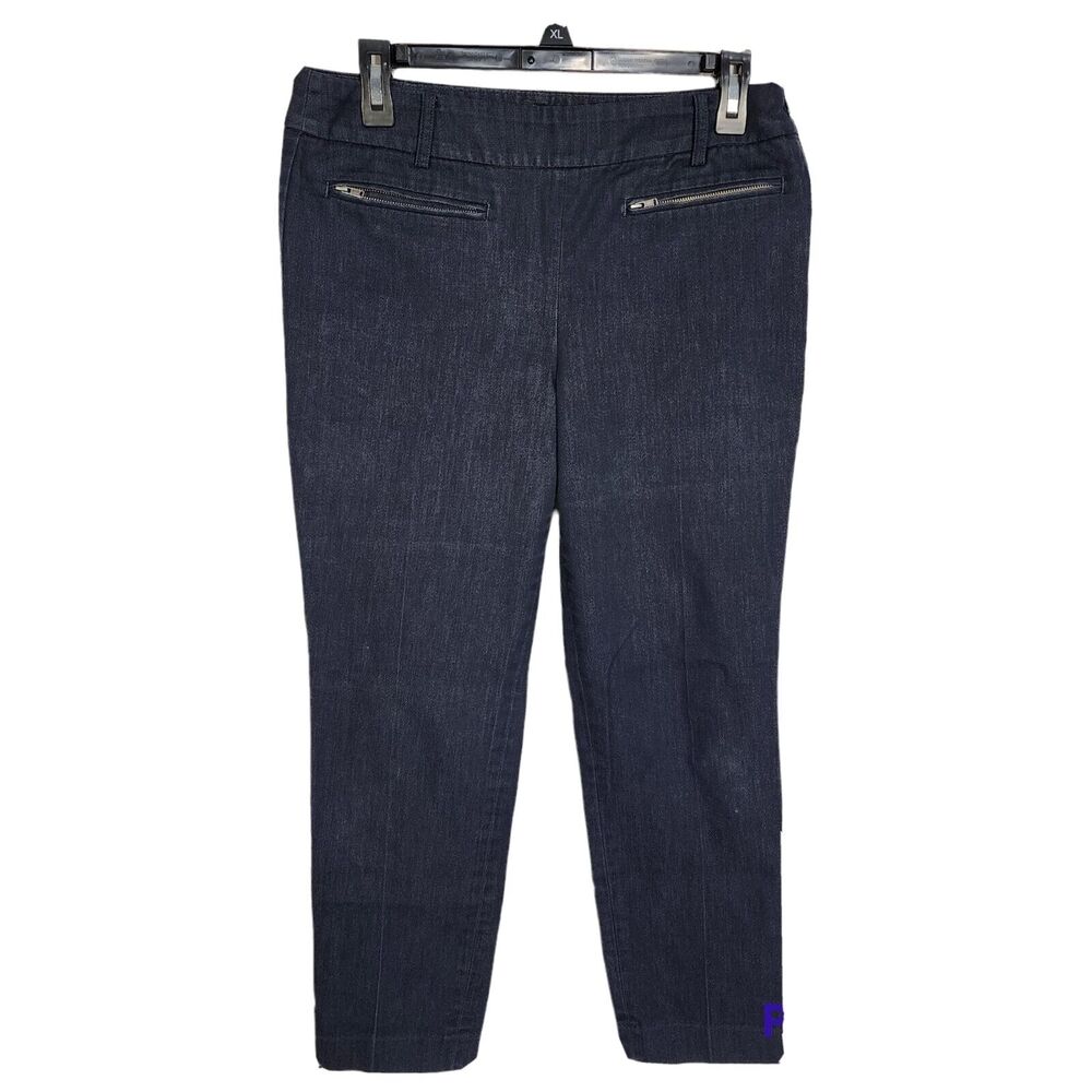 Talbots Petites Womens Pants Size 6P Chatham Indigo Blue Faux Denim Zip Pockets